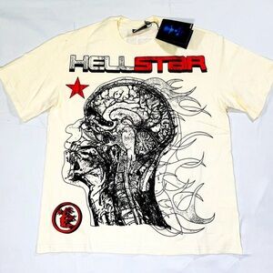 Hellstar Human Development Cream Graphic T-Shirt New